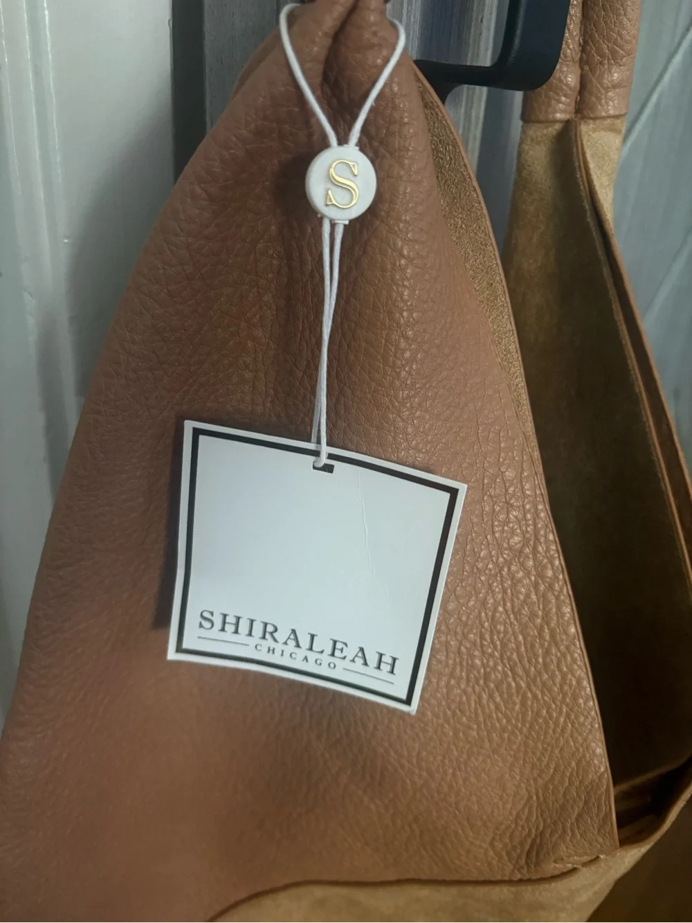 NWT Anthropologie Shiraleah Chicago Arden Tote Tan PU Suede Leather Hobo
